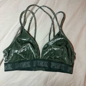 PINK Victoria's Secret Velvet Bralette in Dark Green